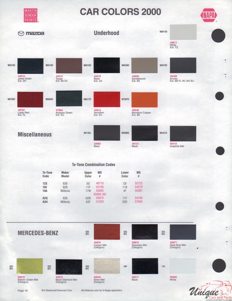 2000 Mercedes-Benz Paint Charts Martin - Senour 1